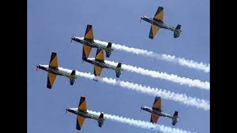 show of aerobatics of planes in midair