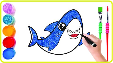 How to Draw & Color a Cute Shark The EASIEST Way for Kids!