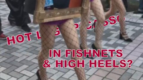 HOT LEGS PICASSO IN FISHNETS AND HIGH HEELS?