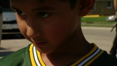 Boy reacts after JJ Watt rides his bike Monday