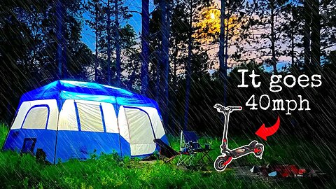 Camping and Exploring with my New Varla E-Scooter! Tent and Van Camping / Light Rain 🌧