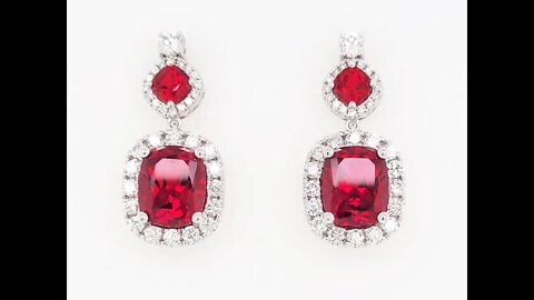 Gorgeous Custom Chatham Ruby Earrings with Lab-Grown Diamonds