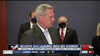 McCarthy says California needs new governor, critical of Newsom's management during COVID crisis