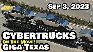 CYBERTRUCKS LEAVING GIGA TEXAS! - Tesla Gigafactory Austin 4K Day 1139 - 9/4/23 -Tesla Terafactory