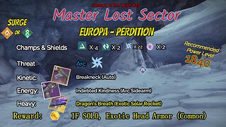 Destiny 2 Master Lost Sector: Europa - Perdition on my Arc Warlock 2-16-24