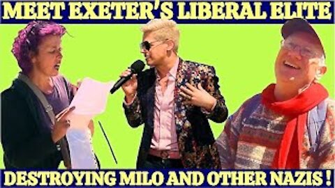 Milo confronted by the tip of the Exeter Liberal elite's SPEAR! Oh dear!