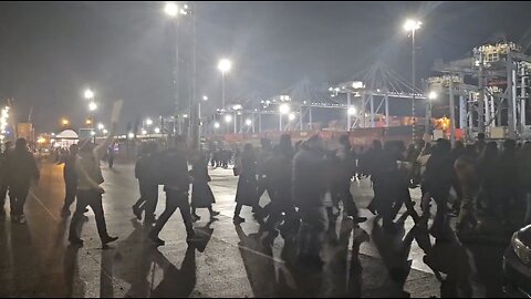 Antifa and pro Palestinian supporters block weapons from being loaded onto military ship