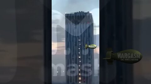 Damaged Moscow high-rise buidling after 'Ukrainian drone attack'