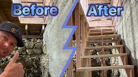 Framing New Basement Stairs on an Old Log Cabin Home Timelapse