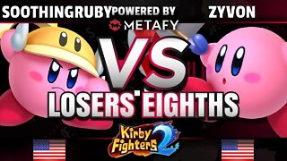 FPS4 Online - SoothingRuby (Ninja/Cutter/Magolor) vs. Zyvon (Archer/Parasol) - Kirby Fighters 2