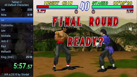 Tekken 2 Speedrun : All default characters (Easy, 1 Round)