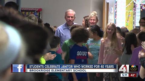 Students celebrate janitor who worked at school for 40 years