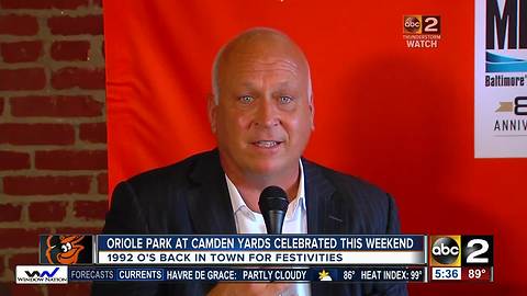 Oriole Park's first team returns home, players from 1992 Orioles club back in Baltimore to celebrate