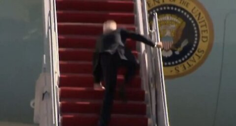 Biden TRIPS Three Times In a Row While Boarding AF One