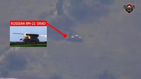 Moment Ukrainian GMLRS Blow Up Russian BM-21 Grad to Dust