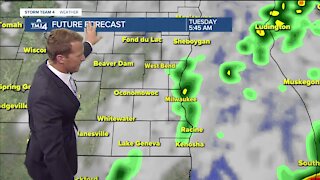 Mostly cloudy skies, stray showers possible for Monday
