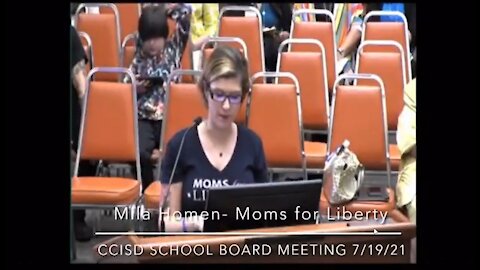 Mila Homen speaks at CCISD School Board Meeting 7/19/22