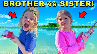 Brother & Sister BATTLE it Out in FISHING Competition!