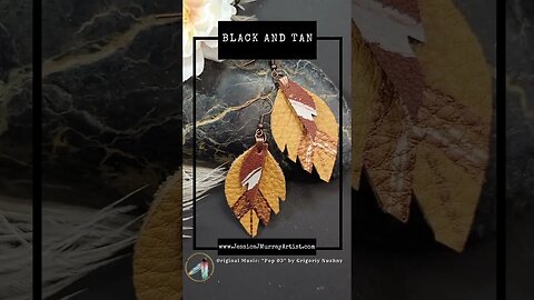 Black and Tan 2 inch Leather feather earrings #genuineleather #leather #handcrafted