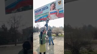 🇺🇦GraphicWar18+🔥"Russia Billboards" Trashed in Kherson - Glory to Ukraine Armed Forces(ZSU) #shorts