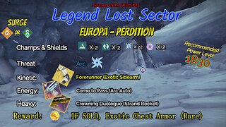 Destiny 2 Legend Lost Sector: Europa - Perdition on my Stasis Titan 2-27-24