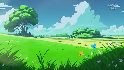 ASMR Relaxing Grassland Sound and Calm Music Animation
