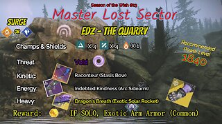 Destiny 2 Master Lost Sector: EDZ - The Quarry on my Stasis Warlock 1-21-24