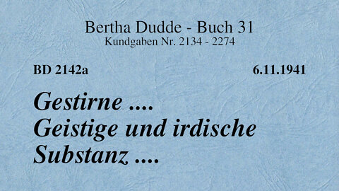 BD 2142A GESTIRNE .... GEISTIGE UND IRDISCHE SUBSTANZ ....