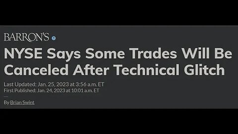 NYSE TO CANCEL SOME TRADES AFTER YESTERDAYS GLITCH - AMC AMONG STOCKS AFFECTED, FUTURE RAMIFICATIONS