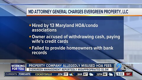 Maryland property management company accused of misusing nearly $2.5 million in HOA, condo fees