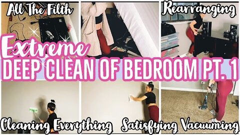 *EXTREME* DEEPEST CLEAN EVER OF BEDROOM PT.1 2021 | EXTREME SPEED CLEANING MOTIVATION | ez tingz