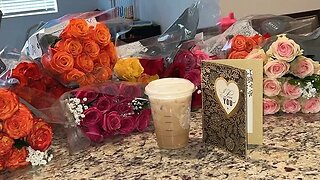 Surprising the love of my life with flowers and coffee.