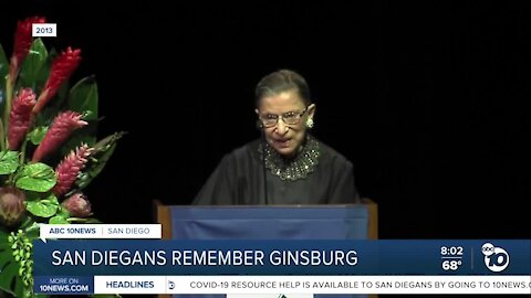 San Diegans remember Ruth Bader Ginsberg's visit to San Diego