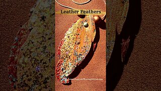 SILVER, GOLD and COPPER, 4 inch, leather feather pendant necklace