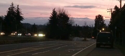 Sunset looking south towards Victoria and Washington State mountain beyond