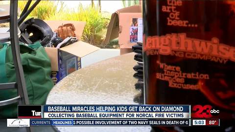 Lengthwise, Baseball Miracles donating baseball equipment to little leaguers affected by wildfires