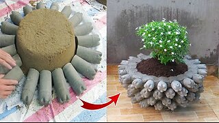 Casting Cement in Plastic bottles into Beautiful Flower Pots