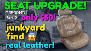 Installing $50 JUNKYARD Leather Seats into my GMC Truck [C3500HD Part 3]