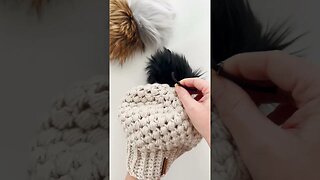 How to attach a faux fur pom to a crocheted beanie ￼