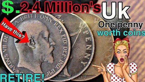 ULTRA 3 UK one penny RARE ONE PENNY 1903,1905,1907 COINS WORTH LOT OF MONEY! Coins worth money!