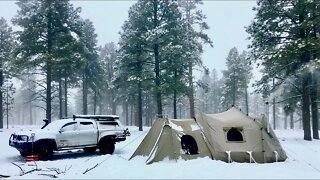 TEMPS PLUMMETING, Need Firewood, Supplies Running Low @ My Arizona Hot Tent Winter Camp