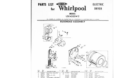 Whirlpool part schematic gas dryer, electric refrigerator - card 29