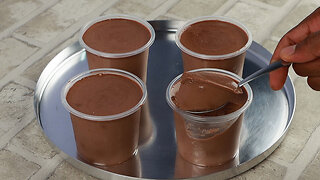 Creamy chocolate dessert in a jar