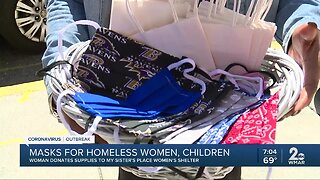 Woman donates masks to My Sister's Place Women's Shelter for homeless women, children