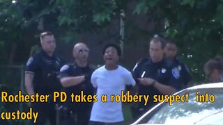 Rochester PD takes a robbery suspect into custody on Jefferson Ave.
