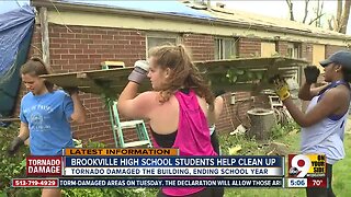 Brookville High School students help clean up