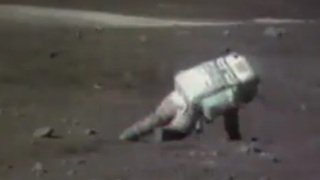 An astronaut fell on the moon surface during Apollo 16 mission 1972