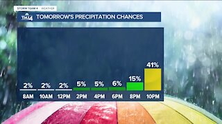 Thursday is dry and warm until evening showers roll in