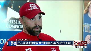 Volunteers come home after restoring power in Puerto Rico