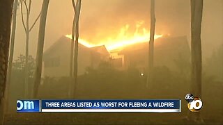 Three areas listed as worst for fleeing a wildfire
